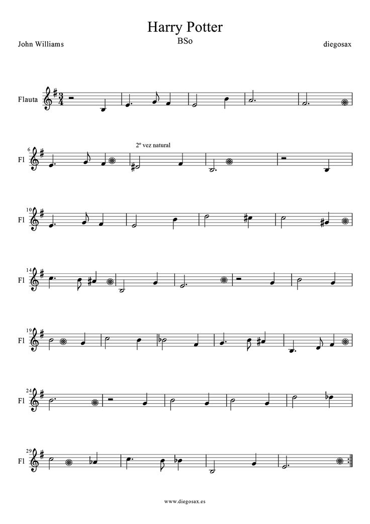 Harry potter theme song flute sheet music free